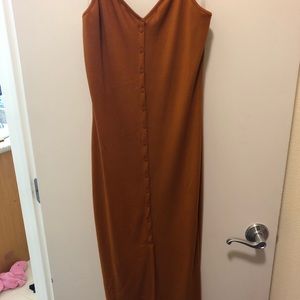 Rust colored ribbed bodycon dress